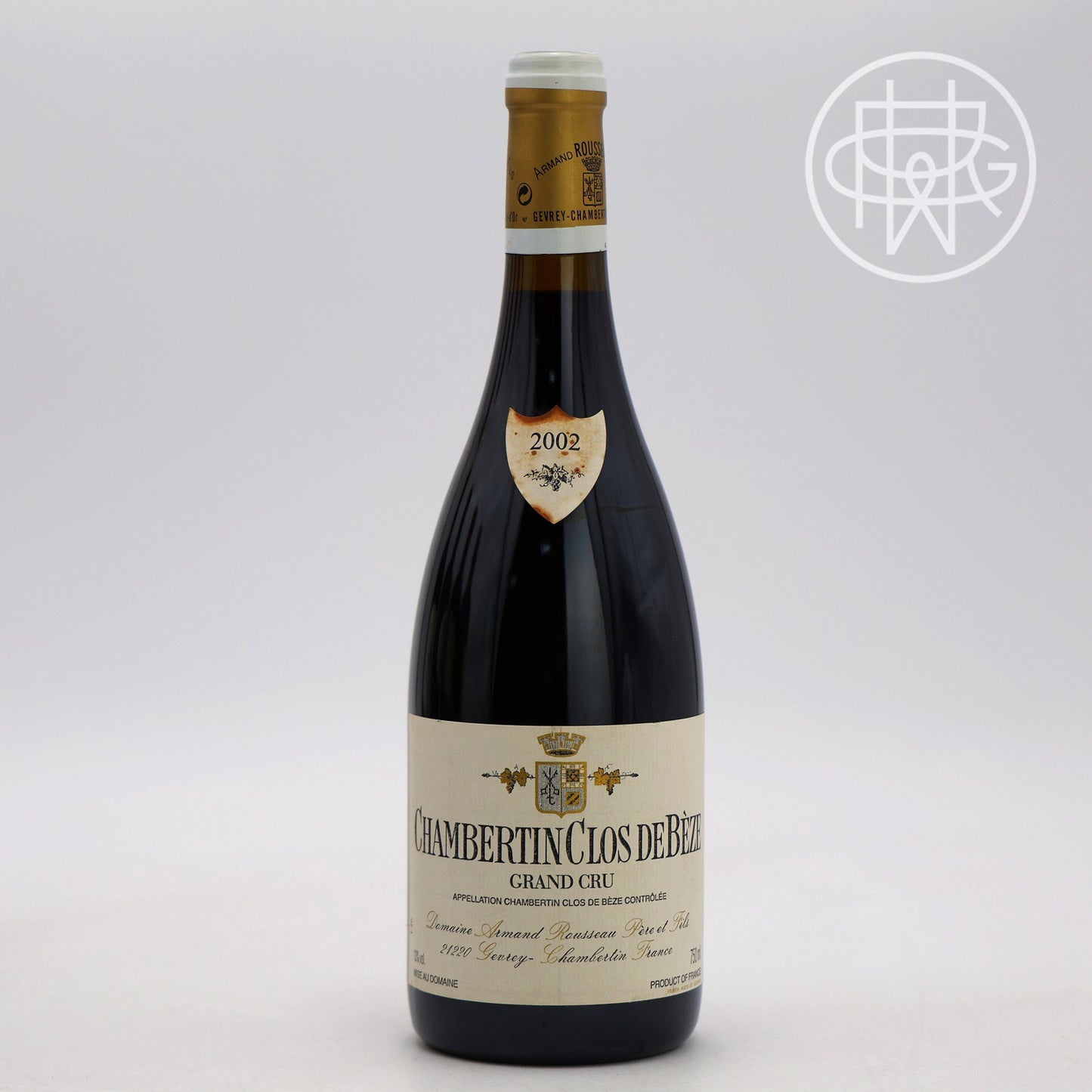 Armand Rousseau Chambertin Clos de Beze 2002 750mL (Wine Stained Vintage Tag)