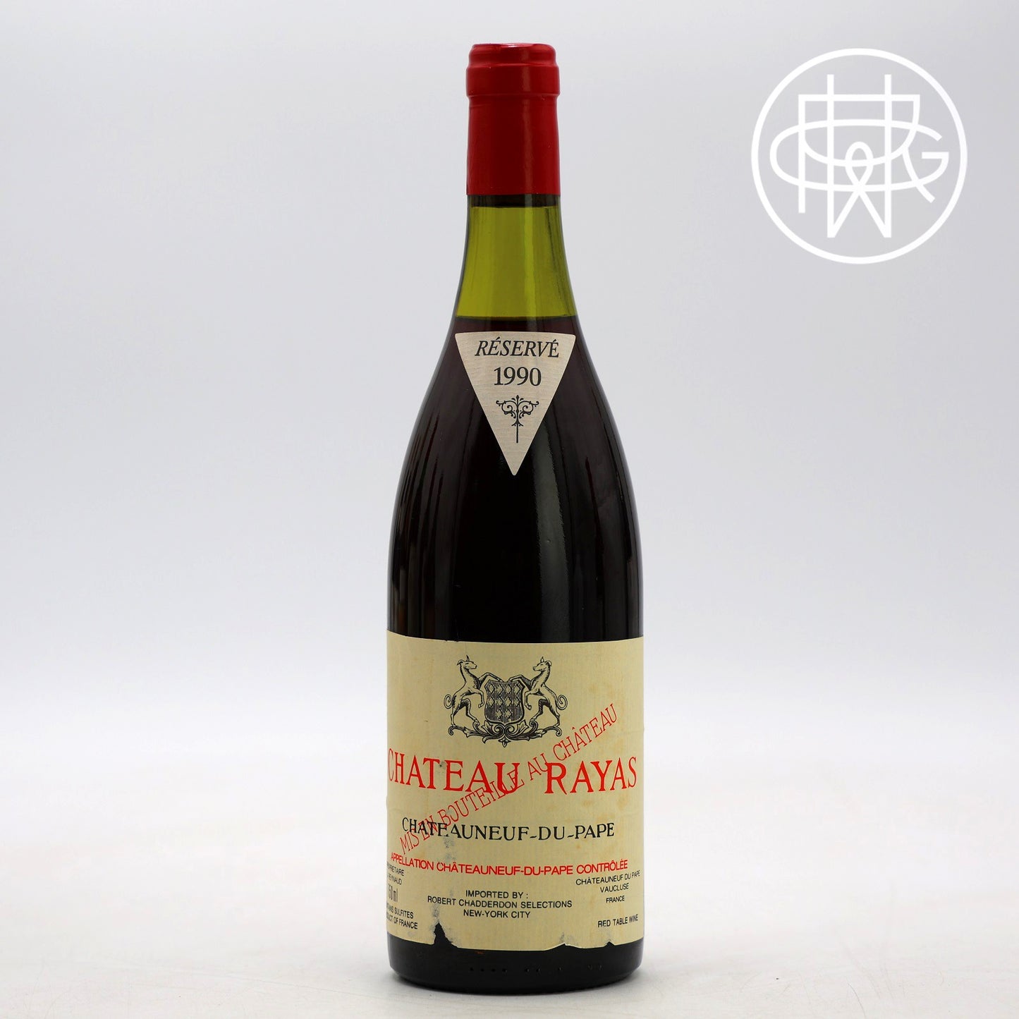 Chateau Rayas Chateauneuf du Pape 1990 750mL (3.5cm Fill, Nicked Label)