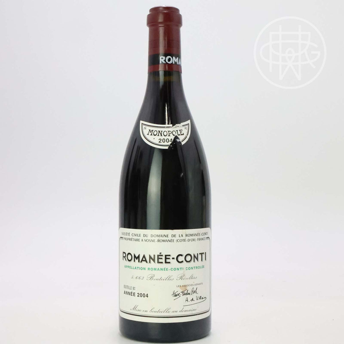 DRC Romanee Conti 2004 750mL (Nicked Vintage Tag/ Slightly Soiled Label)