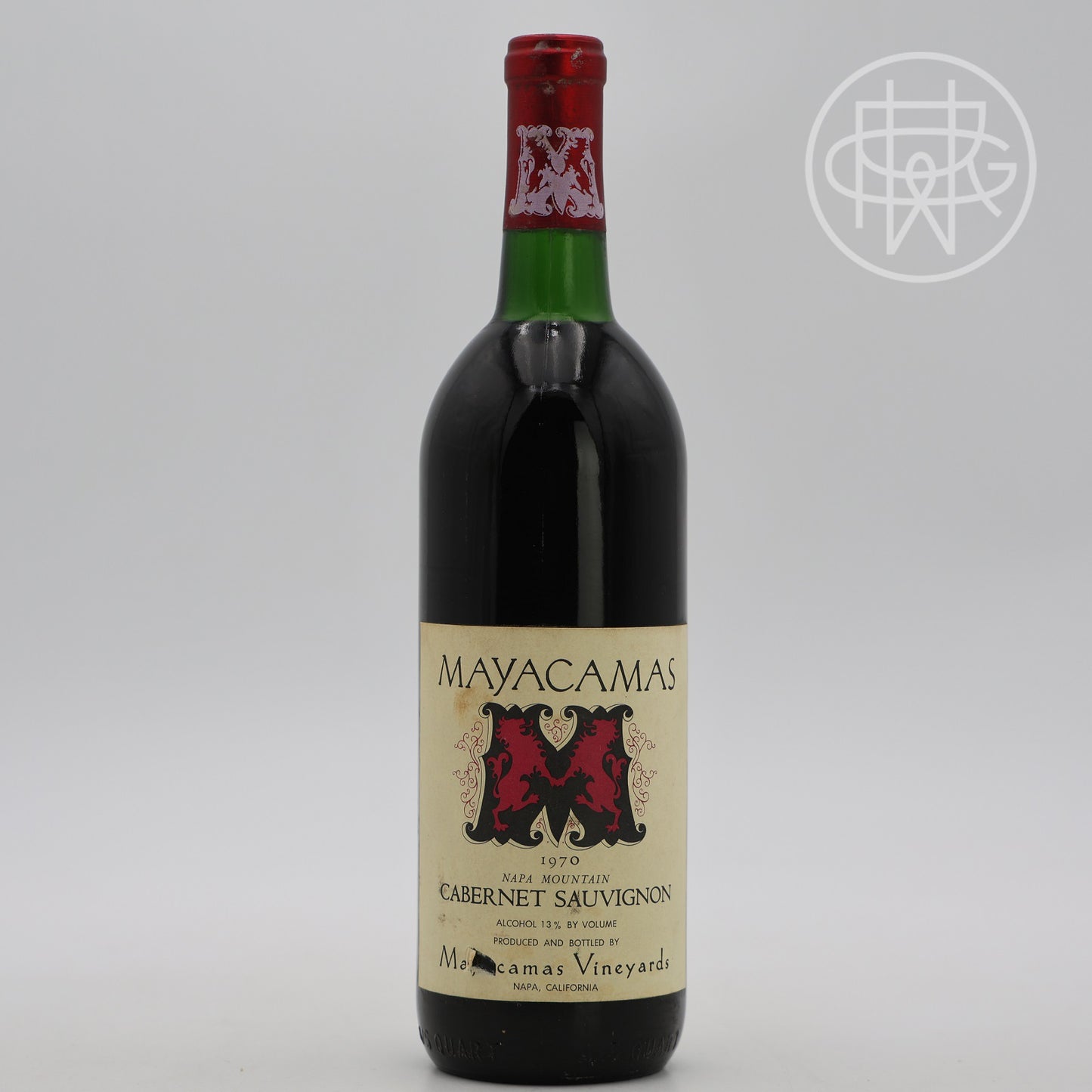 Mayacamas Cabernet Sauvignon 1970 750mL (Top Shoulder, Nicked Label)