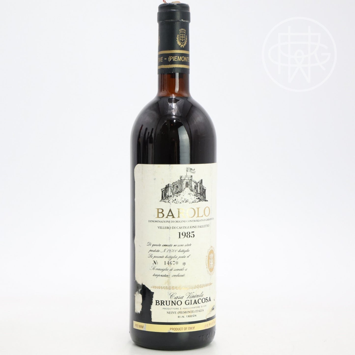 Bruno Giacosa Barolo Villero di Castiglione Falletto 1985 750mL [Slightly Torn Label]