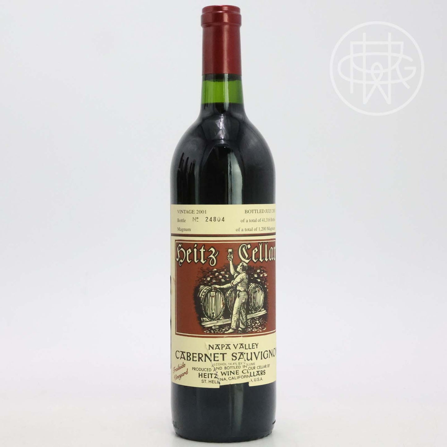 Heitz Trailside Vineyard Cabernet Sauvignon 2001 750mL (Slightly Torn Label)
