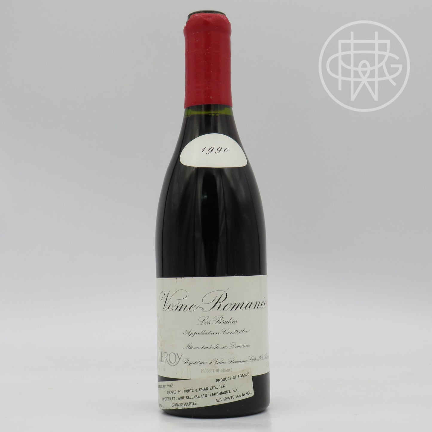 Leroy Vosne Romanee Les Brulees 1990 750mL (Slightly Soiled Label, Chipped Wax Capule)