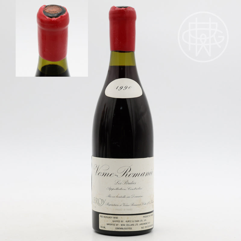 Leroy Vosne Romanee Les Brulees 1990 750mL (Slightly Soiled Label, Chipped Wax Capule)