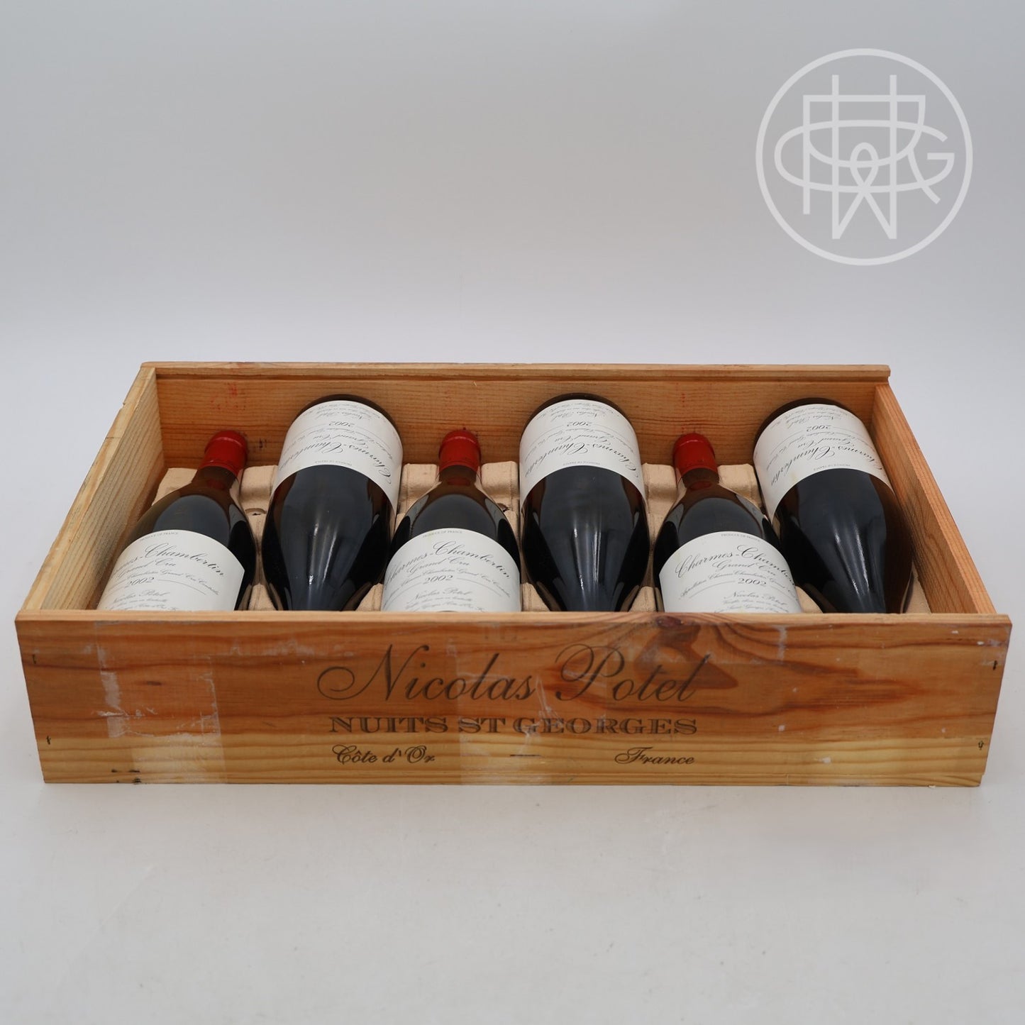 Nicolas Potel Charmes Chambertin 2002 6-Pack OWC 750mL