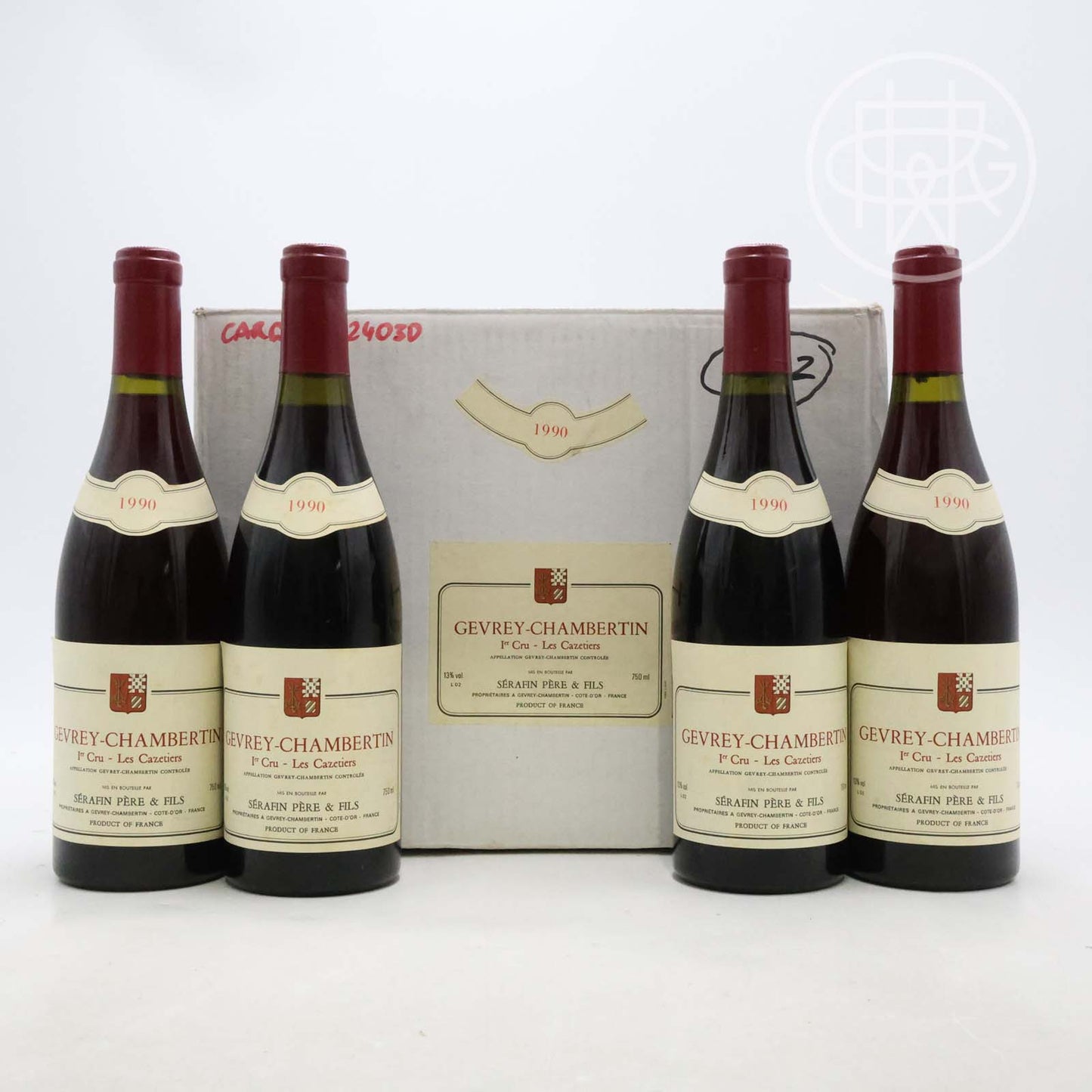 Serafin Pere & Fils Gevrey Chambertin Les Cazetiers 1990 12-Pack OC 750mL